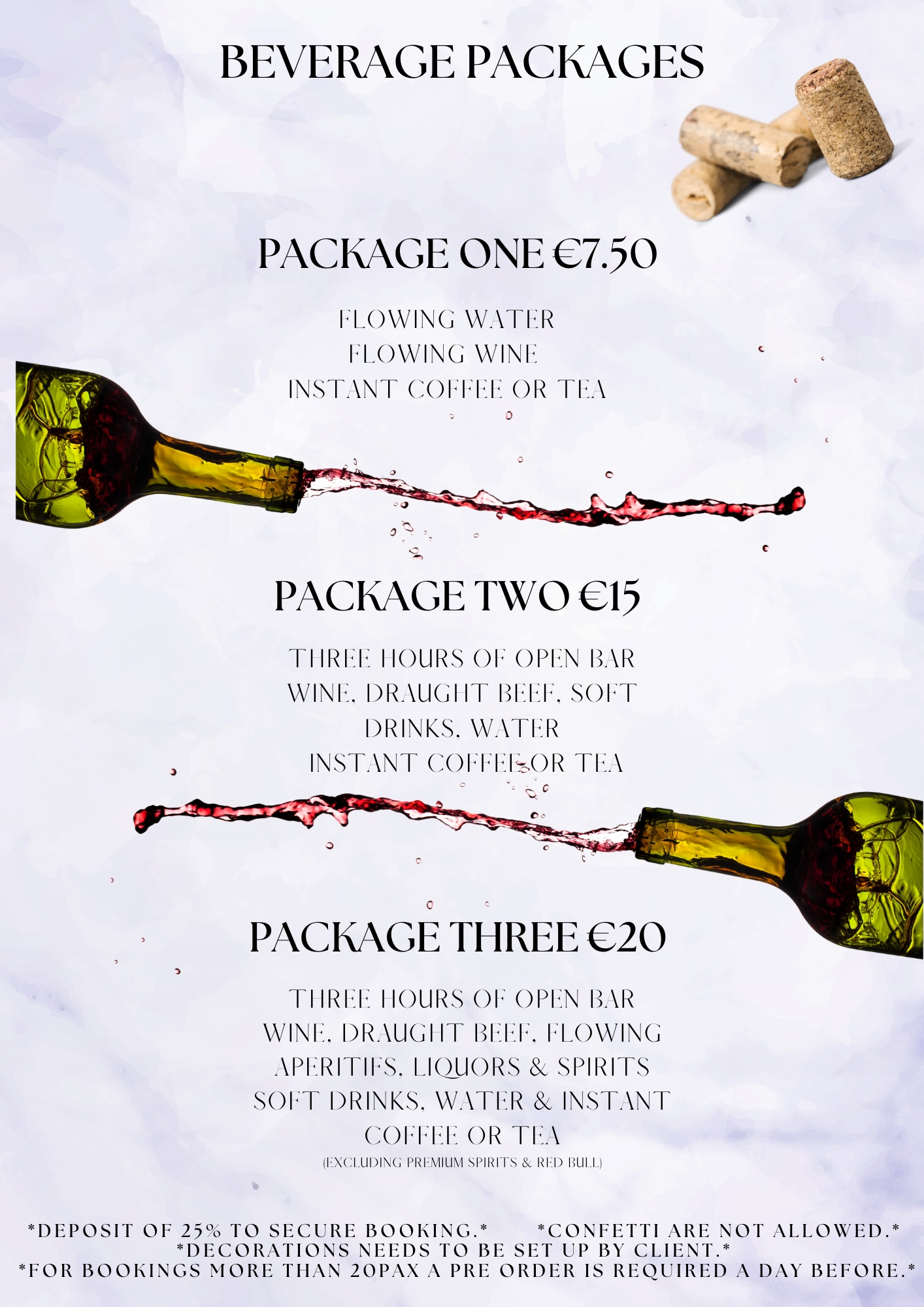 Group Set Menus Cargo