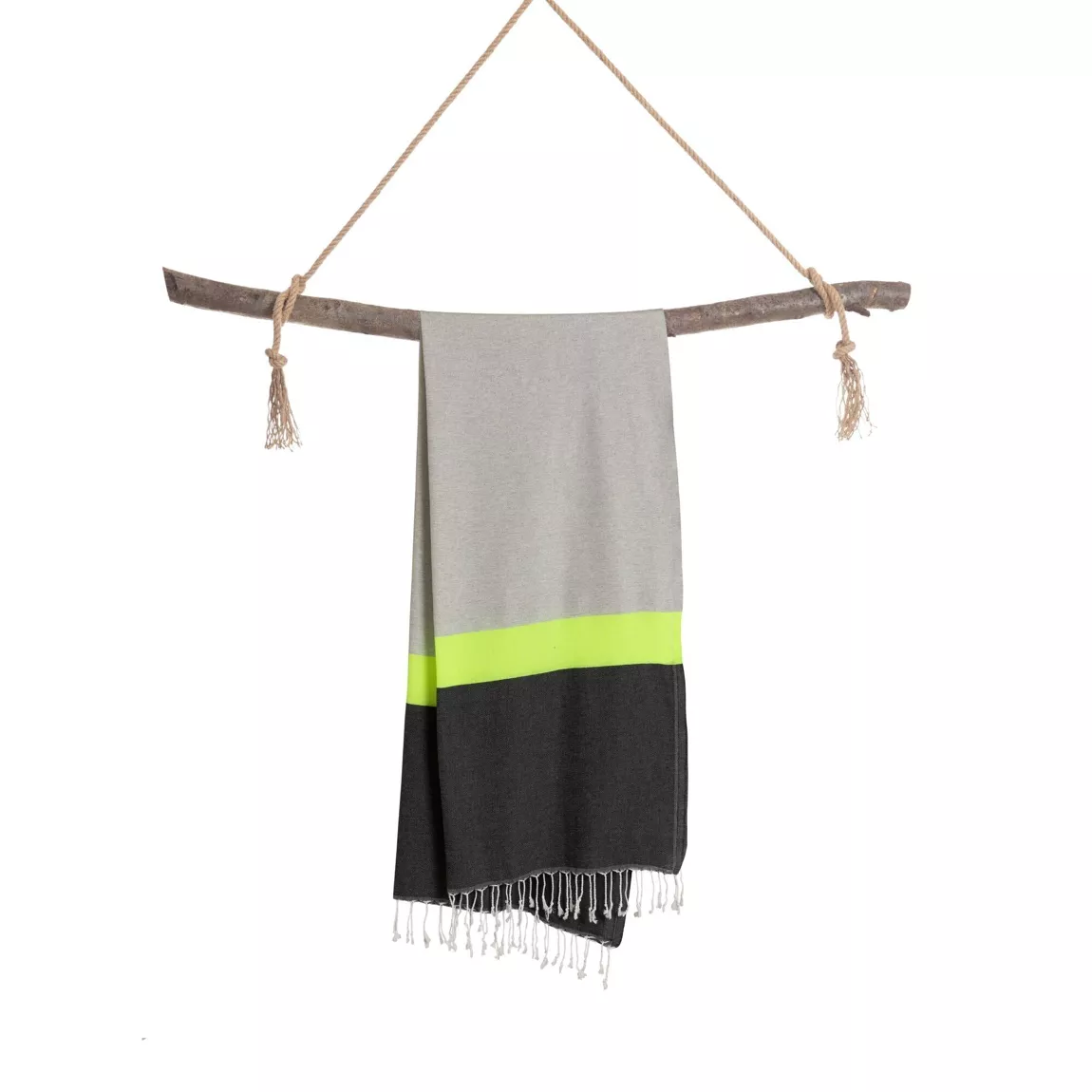 Towel to Go Neon "Two-in-One" Towel and Bag, Grey/Black, Recycled Cotton