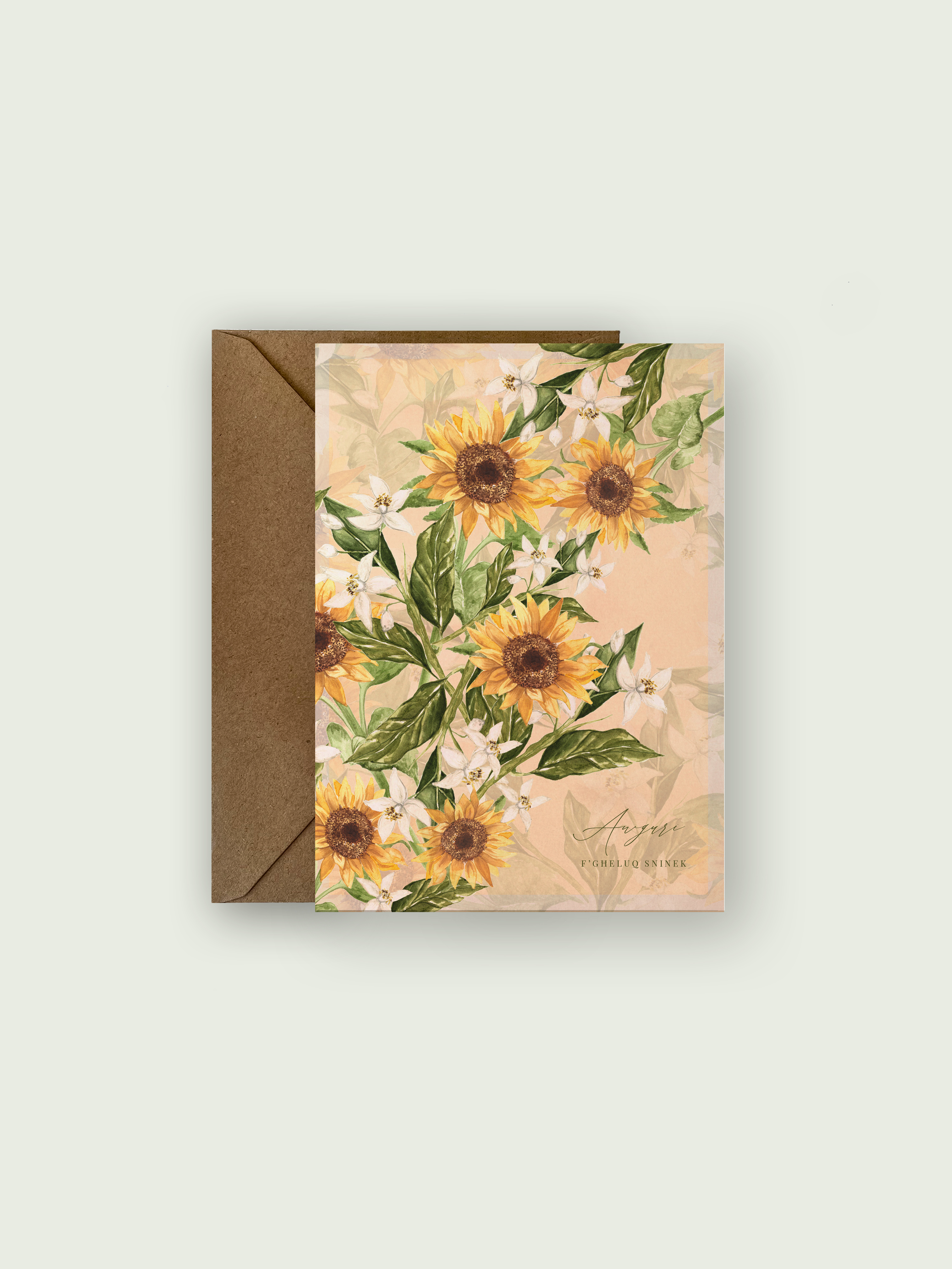 Sunflower ( Choose You Card ENGLISH Or Maltese)